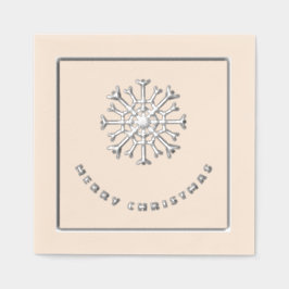 メリークリスマスシルバーのスノーフレークはシック 箔ナプキン