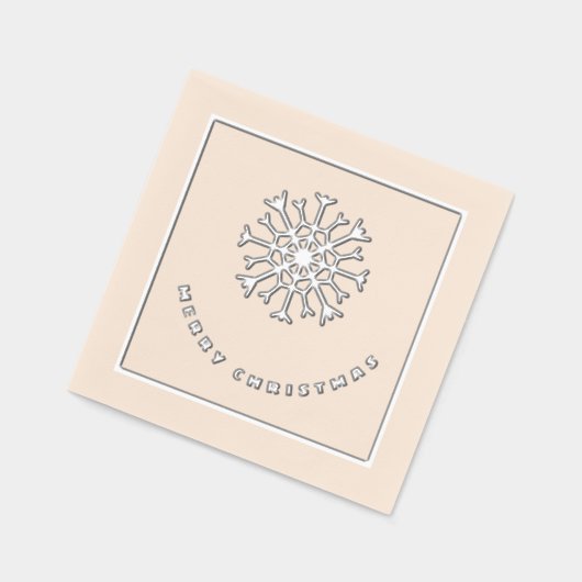メリークリスマスシルバーのスノーフレークはシック 箔ナプキン (左)