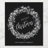 メリークリスマスシルバーの星 ワインラベル (シングルラベル)