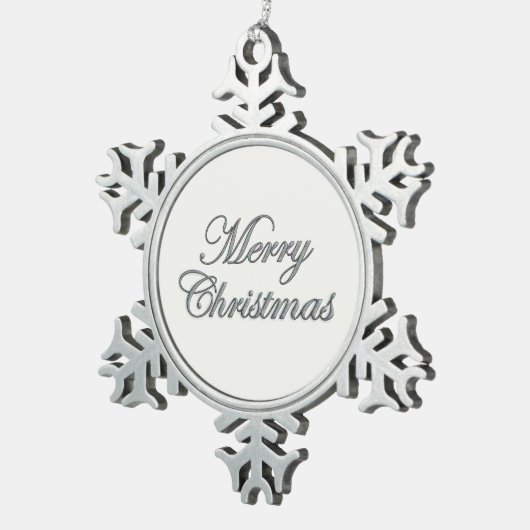 メリークリスマスシルバーグリッターオーナメント スノーフレークピューターオーナメント (右)