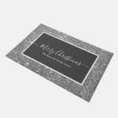 メリークリスマスシルバーグリッターグレーの姓   ドアマット (アングル)