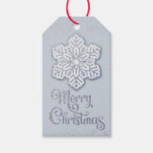 メリークリスマスシルバーグリッタースノーフレーク ギフトタグ (正面)
