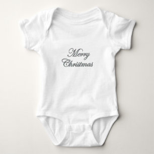 メリークリスマスシルバーグリッターTシャツ ベビーボディスーツ