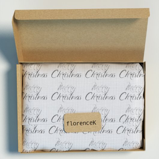 メリークリスマスシルバーグレーバーラップリネンコテージ ラッピングペーパー