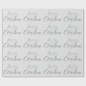 メリークリスマスシルバーグレーバーラップリネンコテージ ラッピングペーパー (フラット)