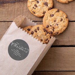 メリークリスマスシルバースクリプト冬のスノーフレーク ラウンドシール