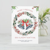 メリークリスマスシルバーベルと素朴リース シーズンカード (スタンド正面)