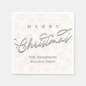 メリークリスマスシルバー書道可愛いスノーフレーク スタンダードカクテルナプキン (正面)