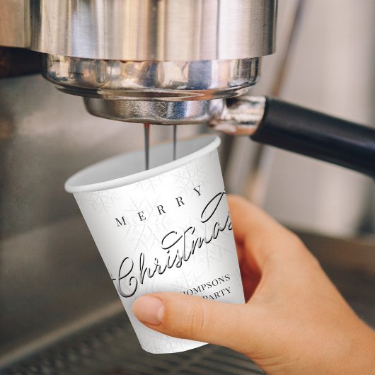 メリークリスマスシルバー書道可愛いスノーフレーク 紙コップ