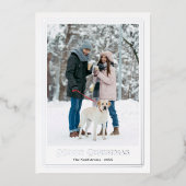 メリークリスマスシルバー飾り縁ど写真 箔シーズンカード (正面)