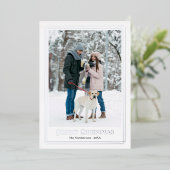 メリークリスマスシルバー飾り縁ど写真 箔シーズンカード (立ち正面)