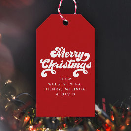 メリークリスマスシンプルおもしろいレトロタイポグラフィモダン ギフトタグ