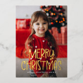 メリークリスマスシンプルのかわいい一枚の写真 箔シーズンカード (正面)