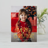 メリークリスマスシンプルのかわいい一枚の写真 箔シーズンカード (立ち正面)
