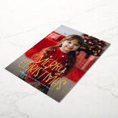 メリークリスマスシンプルのかわいい一枚の写真 箔シーズンカード (回転した状態)