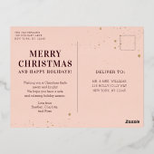 メリークリスマスシンプルのエレガントフォトフレームモダン 箔シーズンポストカード (裏面)