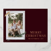 メリークリスマスシンプルのエレガントフォトフレームモダン 箔シーズンポストカード (正面)