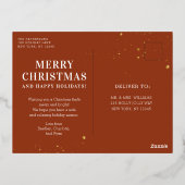 メリークリスマスシンプルのエレガントフォトフレームモダン 箔シーズンポストカード (裏面)