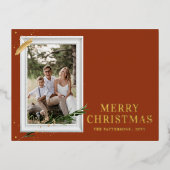 メリークリスマスシンプルのエレガントフォトフレームモダン 箔シーズンポストカード (正面)