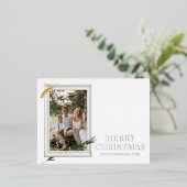 メリークリスマスシンプルのエレガントフォトフレームモダン 箔シーズンポストカード (立ち正面)
