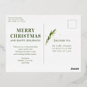 メリークリスマスシンプルのエレガントフォトフレームモダン 箔シーズンポストカード (裏面)