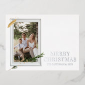 メリークリスマスシンプルのエレガントフォトフレームモダン 箔シーズンポストカード (正面)