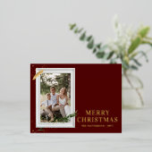メリークリスマスシンプルのエレガントフォトフレームモダン 箔シーズンポストカード (立ち正面)