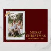 メリークリスマスシンプルのエレガントフォトフレームモダン 箔シーズンポストカード (正面)