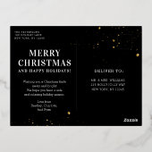 メリークリスマスシンプルのエレガントフォトフレームモダン 箔シーズンポストカード (裏面)