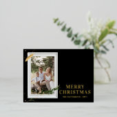 メリークリスマスシンプルのエレガントフォトフレームモダン 箔シーズンポストカード (立ち正面)