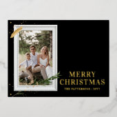 メリークリスマスシンプルのエレガントフォトフレームモダン 箔シーズンポストカード (正面)