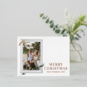 メリークリスマスシンプルのエレガントフォトフレームモダン 箔シーズンポストカード (立ち正面)