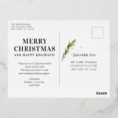 メリークリスマスシンプルのエレガントフォトフレームモダン 箔シーズンポストカード (裏面)