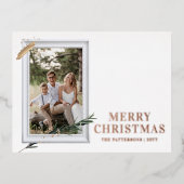 メリークリスマスシンプルのエレガントフォトフレームモダン 箔シーズンポストカード (正面)