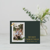 メリークリスマスシンプルのエレガントフォトフレームモダン 箔シーズンポストカード (立ち正面)