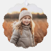 メリークリスマスシンプルのエレガント写真緑 オーナメントカード (裏面)