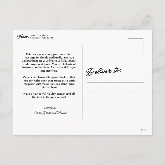 メリークリスマスシンプルのカジュアルの台本1枚 シーズンポストカード (裏面)