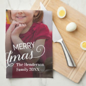 メリークリスマスシンプルのカスタム キッチンタオル (四つ折り)