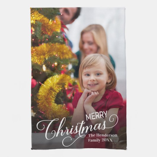 メリークリスマスシンプルのカスタム キッチンタオル (縦)