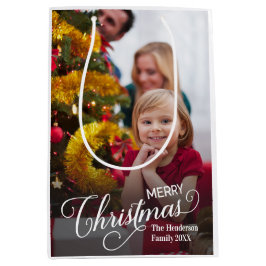 メリークリスマスシンプルのカスタム ミディアムペーパーバッグ