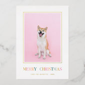 メリークリスマスシンプルのカラフルクリスマスフォト 箔シーズンカード (正面)