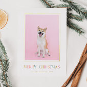 メリークリスマスシンプルのカラフルクリスマスフォト 箔シーズンカード