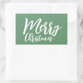 メリークリスマスシンプルのガーリーホワイトスクリプトグリーン 長方形シール (バッグ)