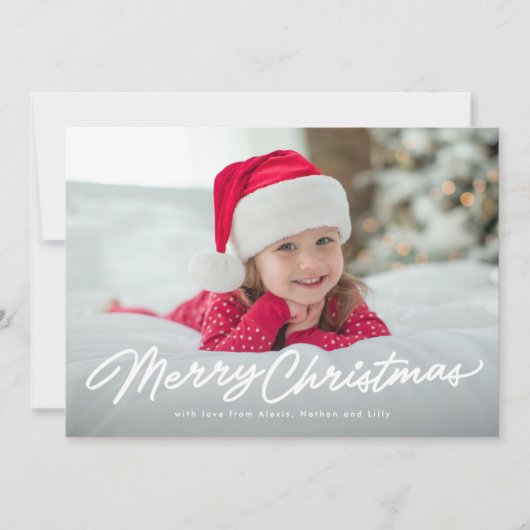 メリークリスマスシンプルのスクリプトの2枚の写真 シーズンカード (正面)