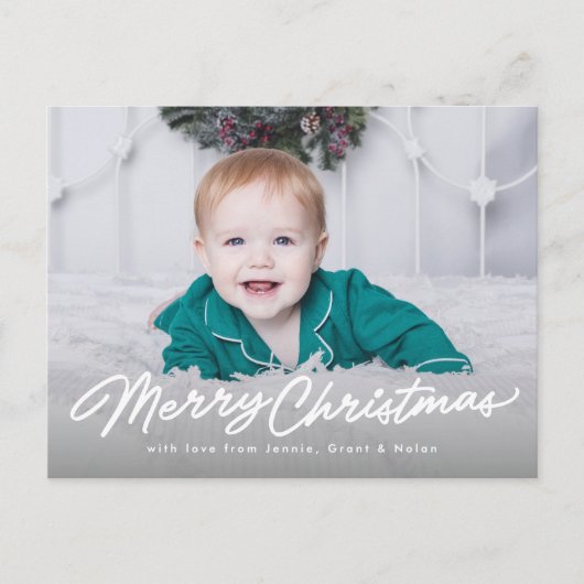 メリークリスマスシンプルのスクリプトの2枚の写真 シーズンポストカード (正面)