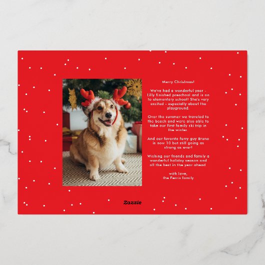 メリークリスマスシンプルのスクリプトの2枚の写真 箔シーズンカード (裏面)