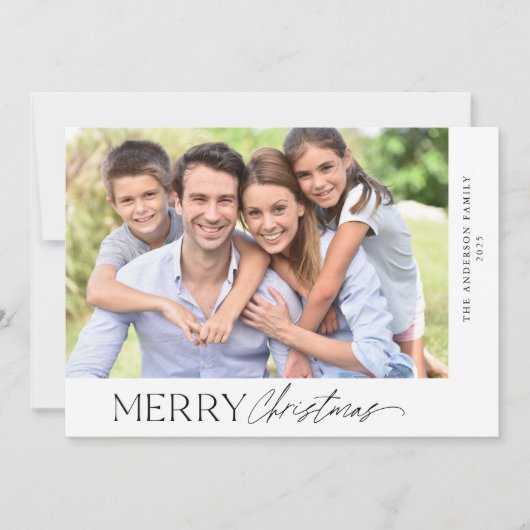 メリークリスマスシンプルのスクリプト写真 シーズンカード (正面)