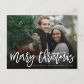 メリークリスマスシンプルのブラシのスクリプモダント写真 シーズンポストカード (正面)