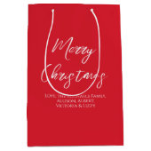 メリークリスマスシンプルのミニマリストのスクリプモダント ミディアムペーパーバッグ (正面)