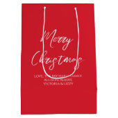 メリークリスマスシンプルのミニマリストのスクリプモダント ミディアムペーパーバッグ (裏面)
